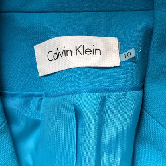 Calvin Klein Bright Aqua Blue Blazer Professional Work Wear Business Jacket 10 M - Picture 5 of 6